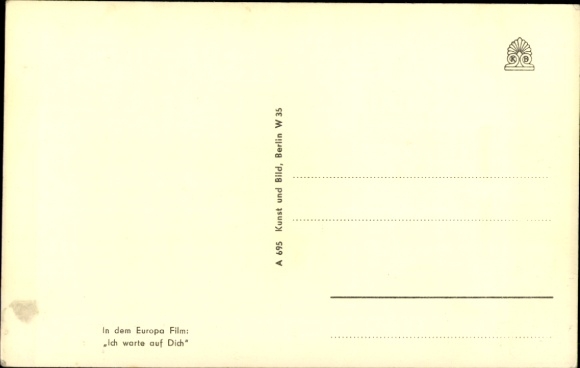 Postcard actress Hanna Rucker, portrait, I'm waiting for you, autograph