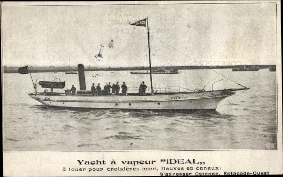 Postcard Steam Yacht Ideal for chartering for cruising