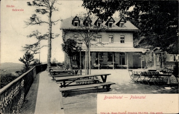 Ak Hohnstein Sächsische Schweiz, Polenztal, Brandhotel