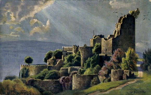Artist Postcard Bürger, W., Lutzelbourg Lützelburg Lorraine Moselle, Castle Ruins Lützelburg