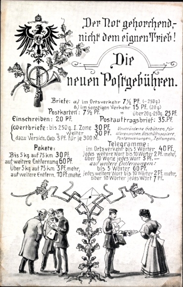 Ak Postgeschichte, Neue Postgebühren, Post