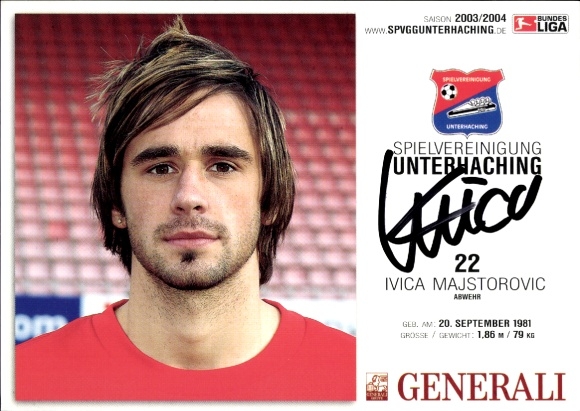 Autograph card footballer Ivica Majstorovic, SpVgg Unterhaching, autograph