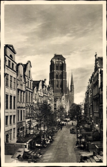 Postcard Gdańsk Danzig, Old Jopengasse, St. Mary's Church, Architecture