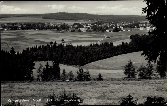 Postcard Rothenkirchen Steinberg im Vogtland, panorama from the Kuhberg slope