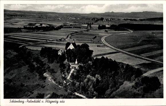 Postcard Schömberg near Balingen Zollernalbkreis, aerial photograph of Schömberg-Palmbühl, landscape, Schwa