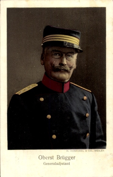 Postcard Adjutant General Colonel Brügger, portrait