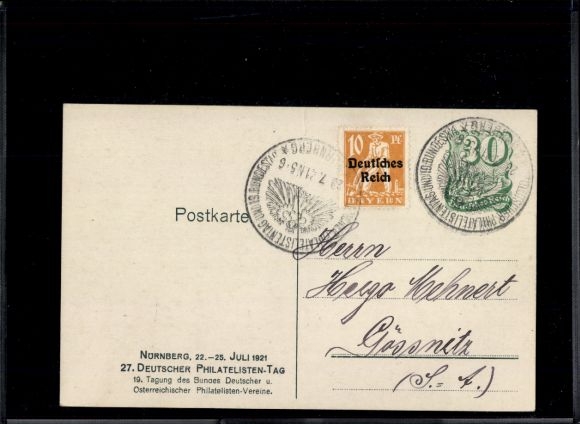 Postwaardestuk Ak PP 51 C1 02, 27e Duitse Filatelistendag 1921
