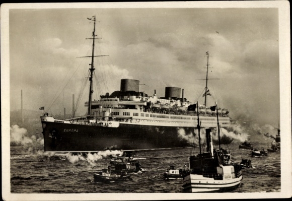 Postcard four-screw turbine express steamer Europa, North German Lloyd Bremen
