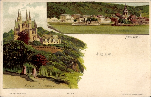 Artysta lito Biese, C., Remagen am Rhein, strzał z dystansu, Apollinariskirche