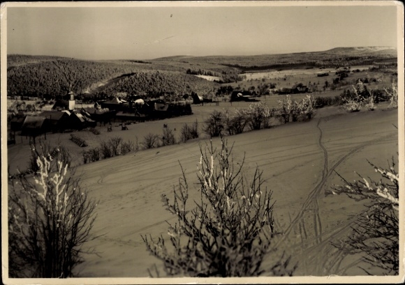 Ak Schellerhau Altenberg im Erzgebirge, Schneebedeckte Landschaft, Dörfliche Ansiedlung, Weite Gr