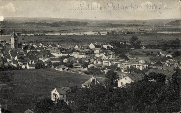 Ak Deggendorf im Bayerischen Wald Niederbayern, Gesamtansicht, Weihnachtsgrüße 1914