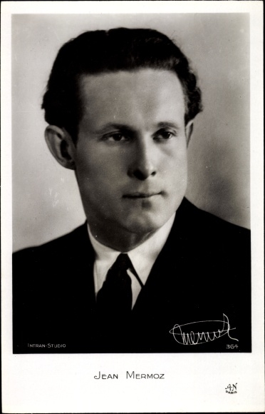 Postcard Pilot Jean Mermoz, Flugpioneer, portrait
