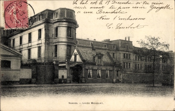 PC Vannes Morbihan, front view of Lycée Michelet, sketchy building, postmark