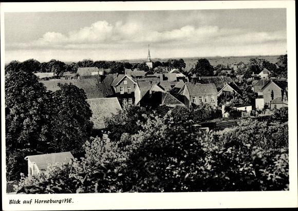 Ansichtkaart Horneburg im Alten Land, stadsgezicht, gedeeltelijk zicht met kerktoren