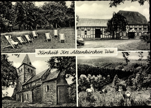 Ak Kicheib in het Westerwald, Altgeld huis, herten, kerk
