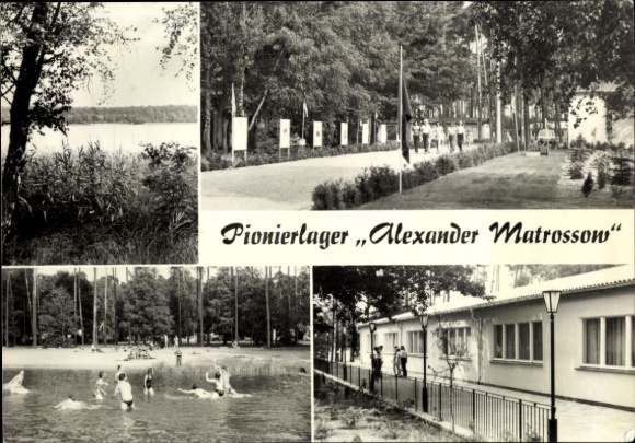 Ak Störitzsee Grünheide in der Mark, Pionierlager Alexander Matrossow, Seeblick, Badestrand