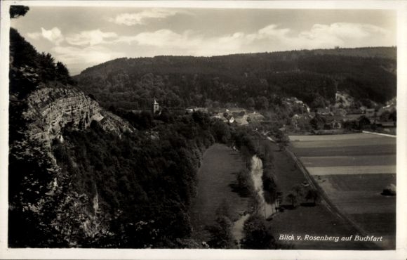 Postcard Buchfart Weimarer Land, view from Rosenberg