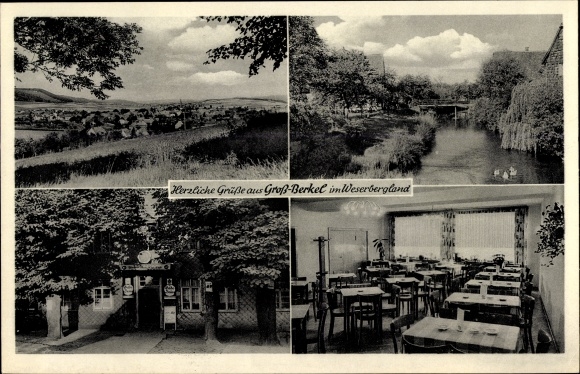 Postcard Groß Berkel Aerzen in the Weserbergland, long shot, inn Unter den Linden