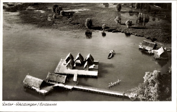 Postcard Unteruhldingen Uhldingen Mühlhofen am Bodensee, aerial photograph