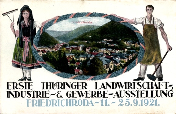 Passepartout Ak Friedrichroda, 1. Thüringer Landwirtschaft und Industrieausstellung 1921