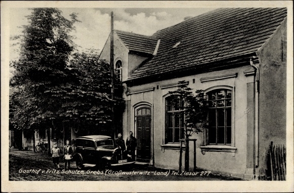 PC Grebs Ziesar Brandenburg, Gasthof Fritz Schulze, exterior view, car IM-189606