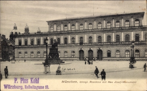 Ak München, Königl. Residenz, Max Josef-Monument
