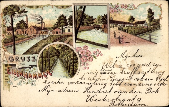 Chromo-Litho Bad Düben an der Mulde Sachsen, Heide-Gasthof Eisenhammer, Park