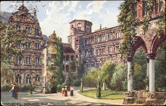 Artist PC Flower, Charles, Heidelberg, view of the courtyard