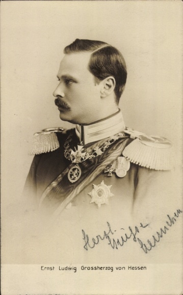 Postcard Grand Duke Ernst Ludwig of Hesse, portrait, uniform, medal