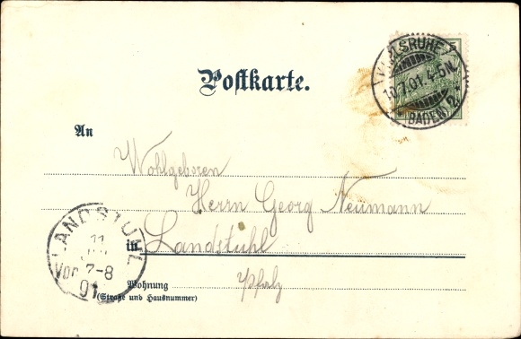 Artist Chromo-Litho Münch, C., Karlsruhe in Baden, Palais Prince Max