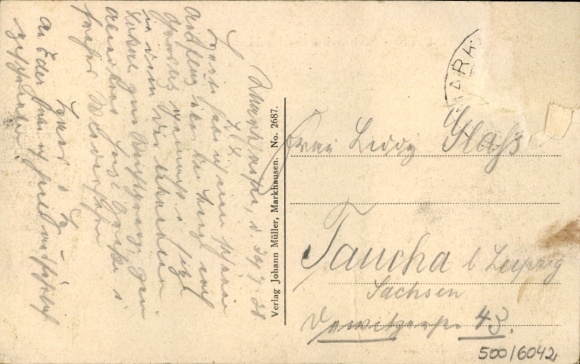 Postcard Hraničná Markhausen Kraslice Graslitz Reg. Karlsbad, Saxon-Czechoslovak border