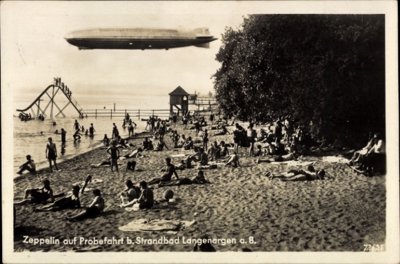 Ak Langenargen am Bodensee, Zeppelin auf Probefahrt
