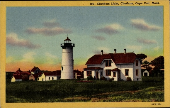Postcard Cape Cod Massachusetts USA, Chatham Light