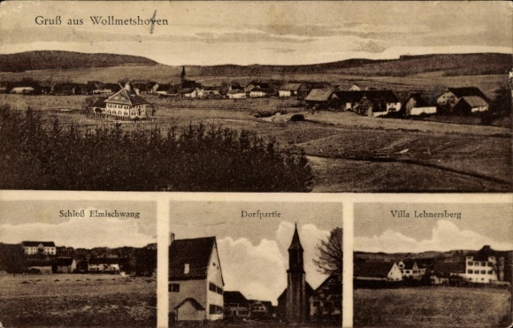 Postcard Wollmetshofen Fischach in Swabia, Elmischwang Castle, village party, Villa Lehnersberg