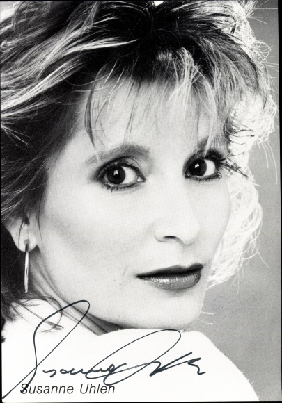 Postcard actress Susanne Uhlen, portrait, autograph
