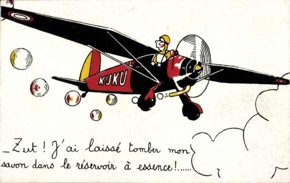 Artist PC Airplane Kuku, Zut! J'ai laissé tomber mon savon dans le réservoir à essence, humour