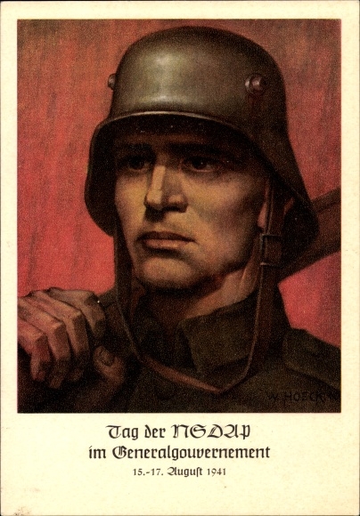 Artist Postcard Hoeck, W., Krakow, Day of the NSDAP in the General Government 1941, Wehrmacht soldier