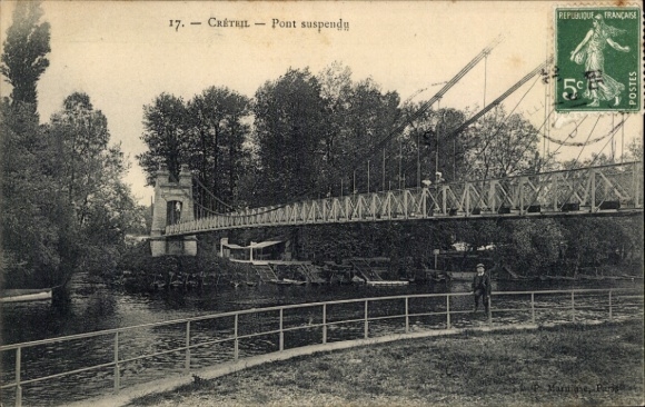 Postcard Créteil Val de Marne, suspension bridge