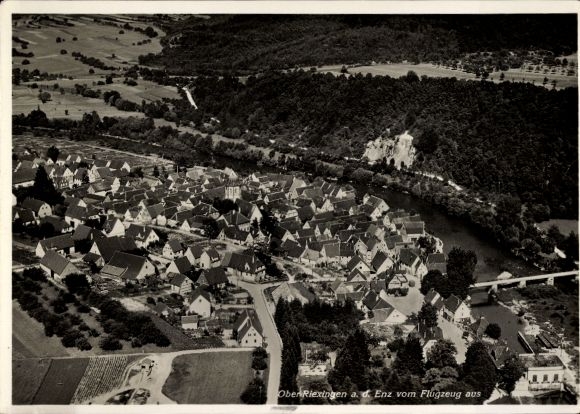Postcard Oberriexingen in Württemberg, aerial photograph