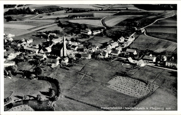 Postcard Hebertsfelden Lower Bavaria, aerial photograph