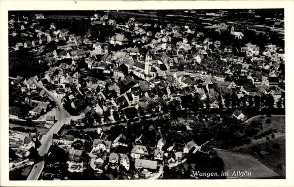 Postcard Wangen im Allgäu, aerial photograph