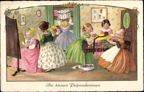 Artist PC Ebner, Pauli, women at the hat maker, the little milliners