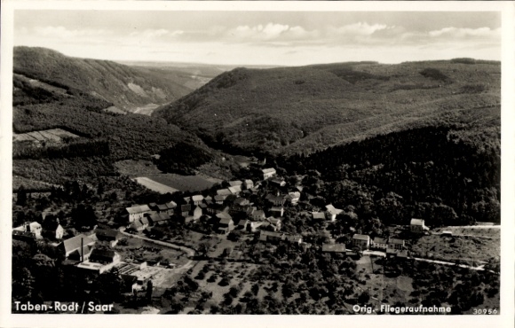 Postcard Taben Rodt on the Saar, aerial photograph