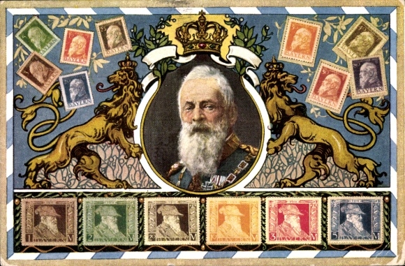 Briefmarken Ak Königreich Bayern, Prinzregent Luitpold von Bayern