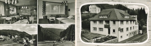 Folding Postcard Schübelhammer Schwarzenbach am Wald Oberfranken, Café Pension Zur Mühle