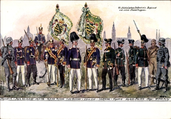 Kunstenaar Ak Henckel, Carl, 10e Saksische Infanterieregiment, Stammtruppen