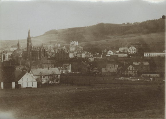 Original Foto Schlesien, Grafschaft Glatz, Neurode (Nowa Ruda), Gesamtansicht mit Kirche, um 1900