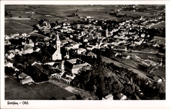 Postcard Dorfen in Upper Bavaria, aerial photograph