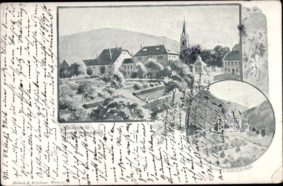 Postcard Etzelbach Uhlstädt Kirchhasel in Thuringia, home for disabled male pensioners