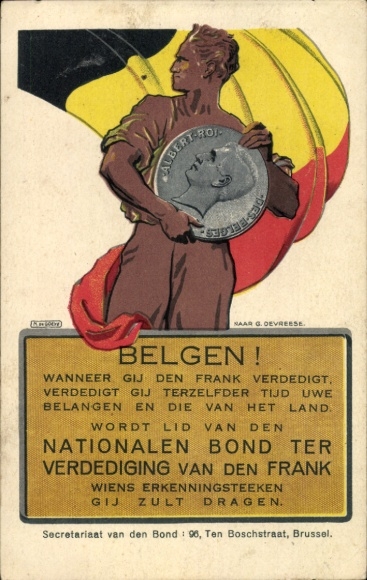 Ak Nationaltag Belgien, Verteidigung gegen Frankreich